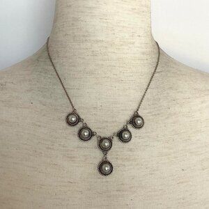 Sterling Silver 925 Round White Pearl Y Drop Necklace Pearl Jewelry 16.5"